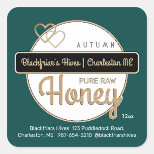 Groen Goud Modern Script Honing Made With Love Vierkante Sticker