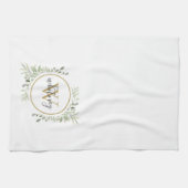 Groen Goud Monogram Chique Script Theedoek (Horizontaal)