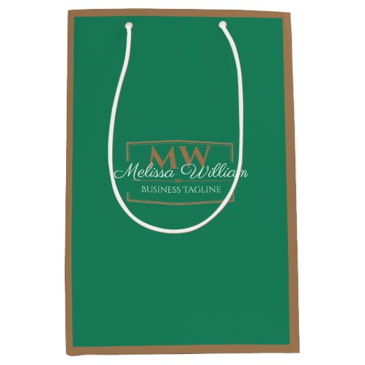 Groen Goud Monogram Medium Cadeauzakje (Voorkant)