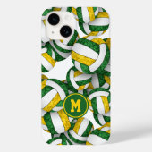 Groen goud monogram meisjesvolleyballen patroon Case-Mate iPhone case (Achterkant)