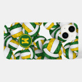 Groen goud monogram meisjesvolleyballen patroon Case-Mate iPhone case (Achterkant (horizontaal))