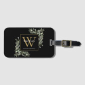 Groen goud monogram modern zwart bagagelabel (Voorkant (horizontaal))