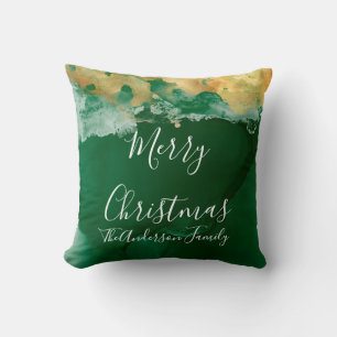 Groen Goud Monogram Vrolijk Kerstfeest Kussen