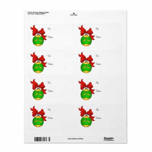 Groen & Goud Ornament - Cadeaulabel - Groot Etiket (Full Sheet)