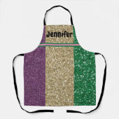 Groen Goud Paarse Glam Faux Glitter Vrouwen Tiener Schort (Voorkant)