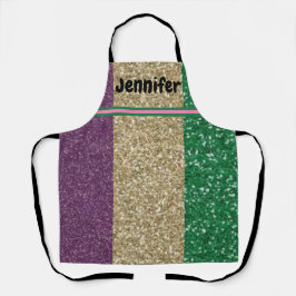 Groen Goud Paarse Glam Faux Glitter Vrouwen Tiener Schort