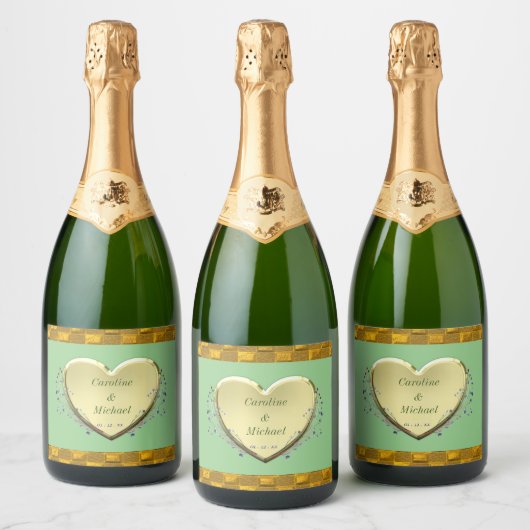 Groen Goud Party Bruiloft Mini Label Set Sparkling Wijnetiket (Flessen)