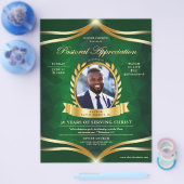 Groen Goud Pastorale Waardering Kerk Service Flyer (Enkel)