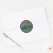 Groen & Goud Pawprint Licht Krijtbord Afstuderen Ronde Sticker (Envelop)