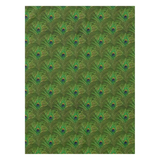 Groen Goud Peacock Feathers Tafelkleed (Voorkant)