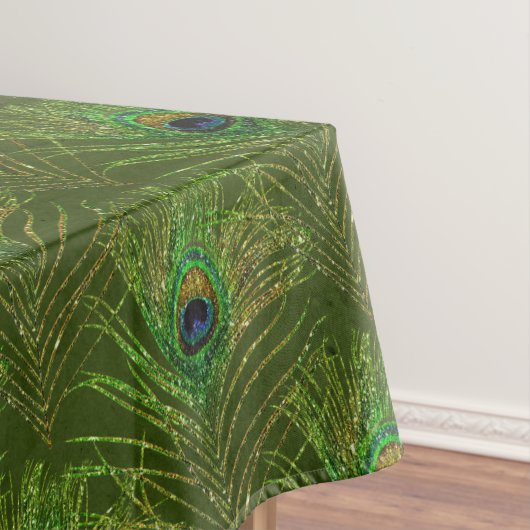 Groen Goud Peacock Feathers Tafelkleed (Voorbeeld)