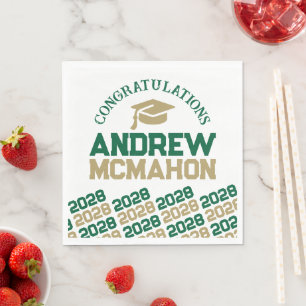 Groen & Goud Persoonlijk Afstudeerfeest Papier Servet