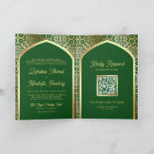 Groen Goud Perzische Boog QR Code Moslim Bruiloft (Binnen)