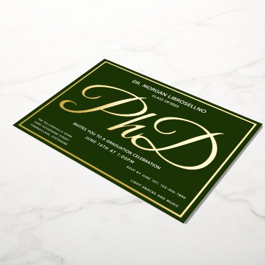 Groen Goud PhD Afstuderen Folie Uitnodiging (Gedraaid)