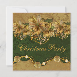 Groen Goud Poinsettia Gouden Kerstfeest Kaart