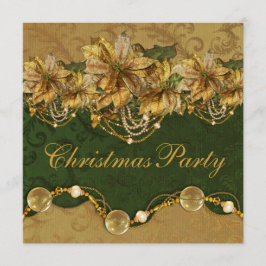 Groen Goud Poinsettia Gouden Kerstfeest Kaart