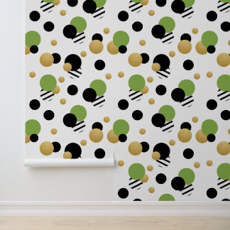 Groen Goud Polka Dot Behang