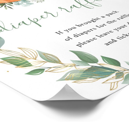 Groen Goud Pompoen Luier Raffle Baby shower Poster (Hoek)