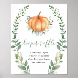 Groen Goud Pompoen Luier Raffle Baby shower Poster