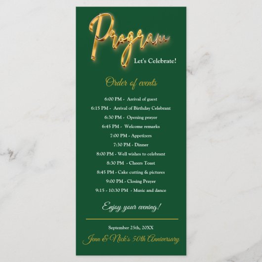 Groen & Goud Programma 3D Gold Tex Minimalistisch  (Voorkant)