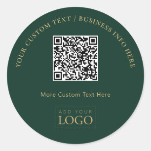 Groen & Goud Promotionele Zakelijke Logo QR Code Ronde Sticker