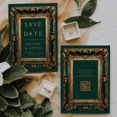  Groen Goud QR Code Bruiloft Save the Date Kaart
