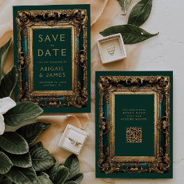  Groen Goud QR Code Bruiloft Save the Date Kaart