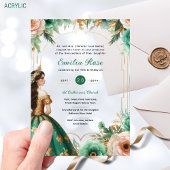 Groen Goud Quinceañera Emerald Jurk Mis Quince Acryl Uitnodigingen