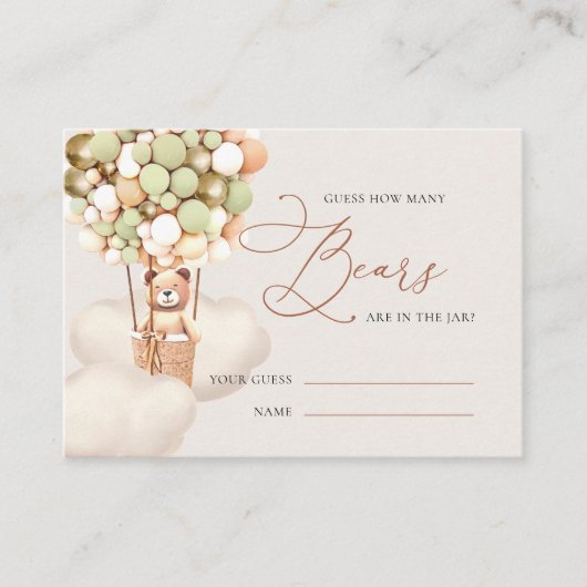 Groen Goud Raad hoeveel Beren ballonnen Tickets Informatiekaartje (Voorkant)