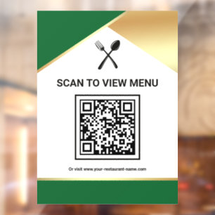 Groen Goud Restaurant Digitaal QR Code Menu Raamsticker