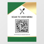 Groen Goud Restaurant Digitaal QR Code Menu Raamsticker (Vel)