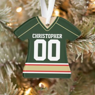 Groen/Goud/Rood Aangepaste Hockey Shirt Ornament