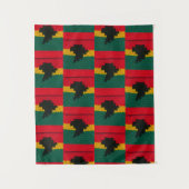 Groen Goud Rood Zwart Afrika Artisan Haakprint Wandkleed (Voorkant)