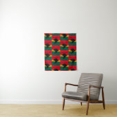 Groen Goud Rood Zwart Afrika Artisan Haakprint Wandkleed (In situ)