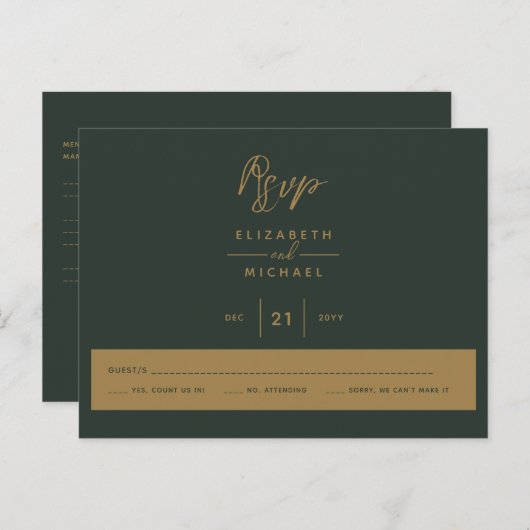Groen Goud RSVP Briefkaart (Voorkant / Achterkant)