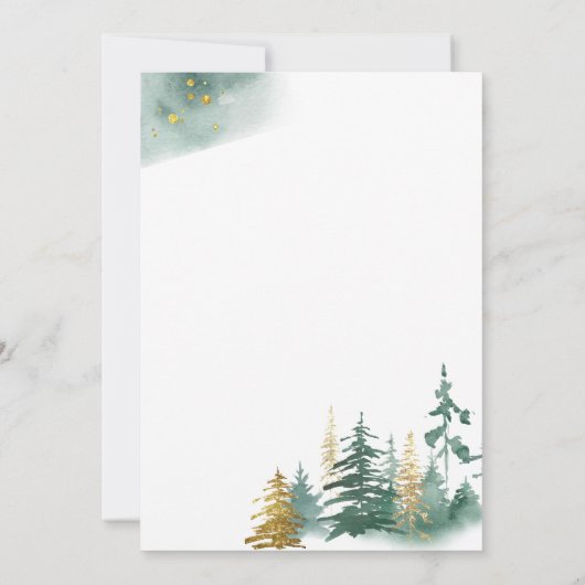 Groen Goud Rustieke Pijnbomen Bruiloft Save the Da Kaart (Achterkant)