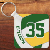 Groen Goud School Club Team Kleuren Volleybal Sleutelhanger (Voorkant)