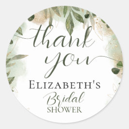 Groen Goud Schrift Calligrafie Dank je wel Ronde Sticker