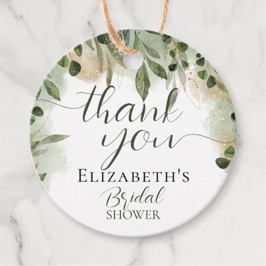 Groen Goud Schrift Calligraphy Dank je wel Bedankjes Labels (Voorkant)