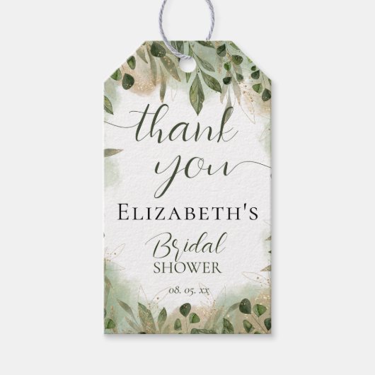 Groen Goud Schrift Calligraphy Dank je wel Cadeaulabel (Voorkant)