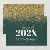 groen goud schrift modern elegante afstuderen kaart (Voorkant / Achterkant)