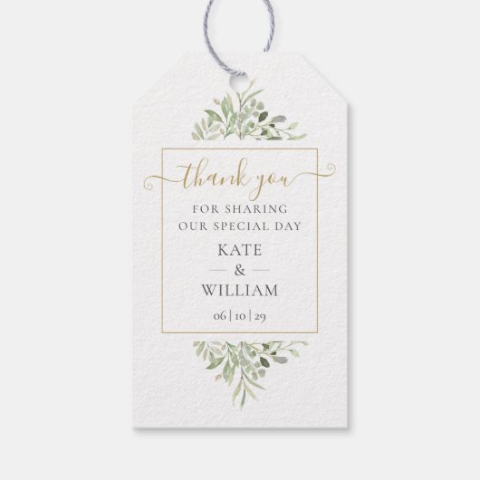 Groen goud script bedankje huwelijksgunst cadeau cadeaulabel (Achterkant)