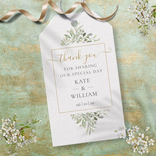 Groen goud script bedankt trouwcadeau geschenk cadeaulabel