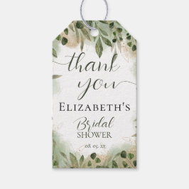 Groen goud script kalligrafie Dank je wel Cadeaulabel