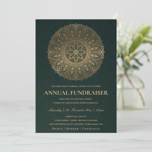 GROEN GOUD SIERLIJKE MANDALA BEDRIJFSEVENEMENT KAART (Staand voorkant)