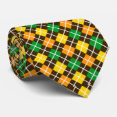 Groen Goud Sinaasappel en Bruin Argyle Patterned S Stropdas (Opgerold)