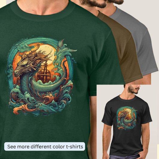 Groen Goud Sinaasappel Zee Dragon T-shirt