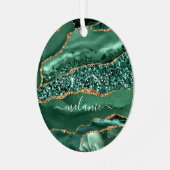 Groen Goud Smaragd Jouw naam Kerstversiering Metalen Ornament (Voorkant links)