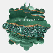 Groen Goud Smaragd Naam Kerst Ornament Kaart (Voorkant)