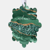Groen Goud Smaragd Naam Kerst Ornament Kaart (Links)